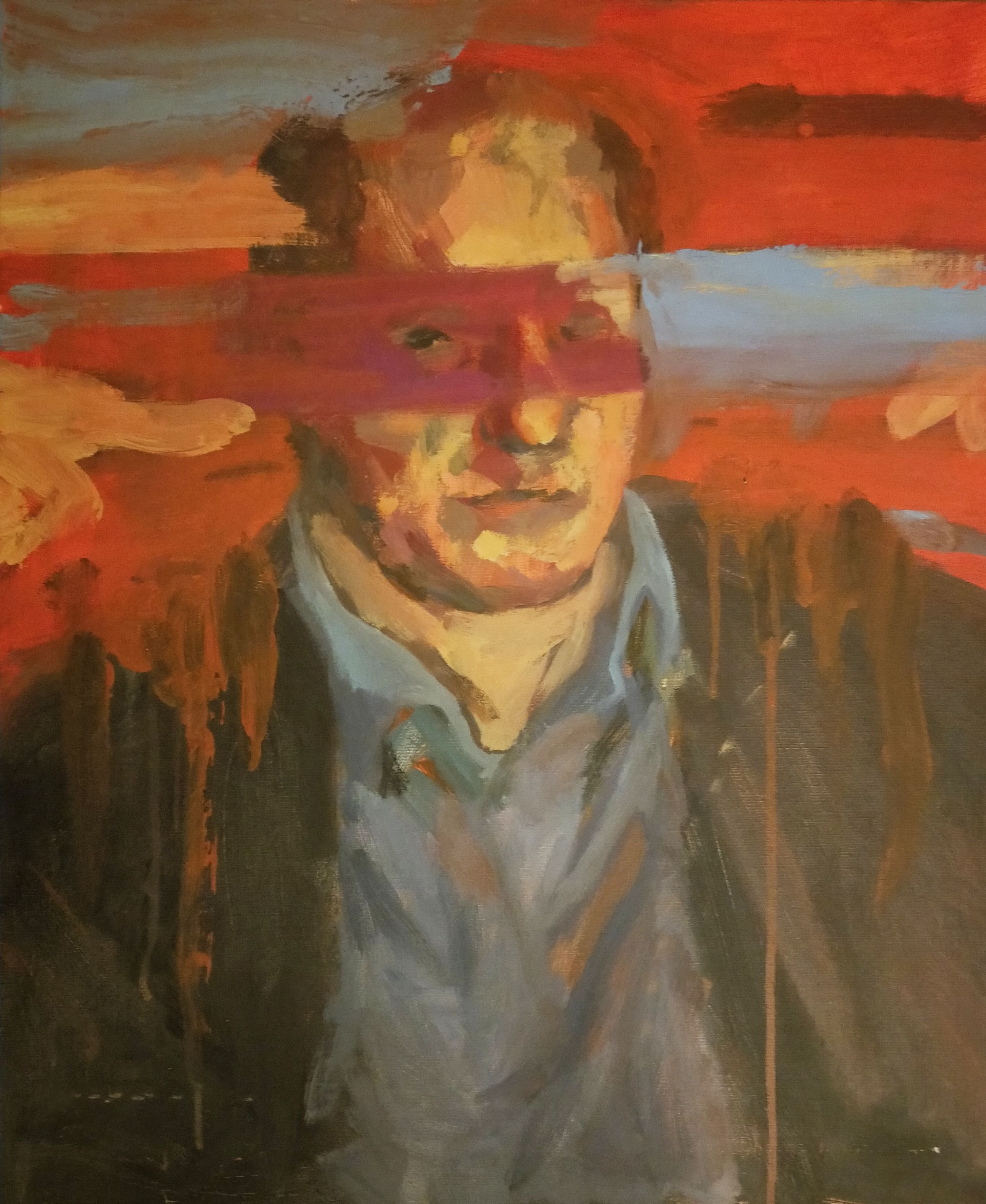 Homme rouge 15F - 65X54 cm