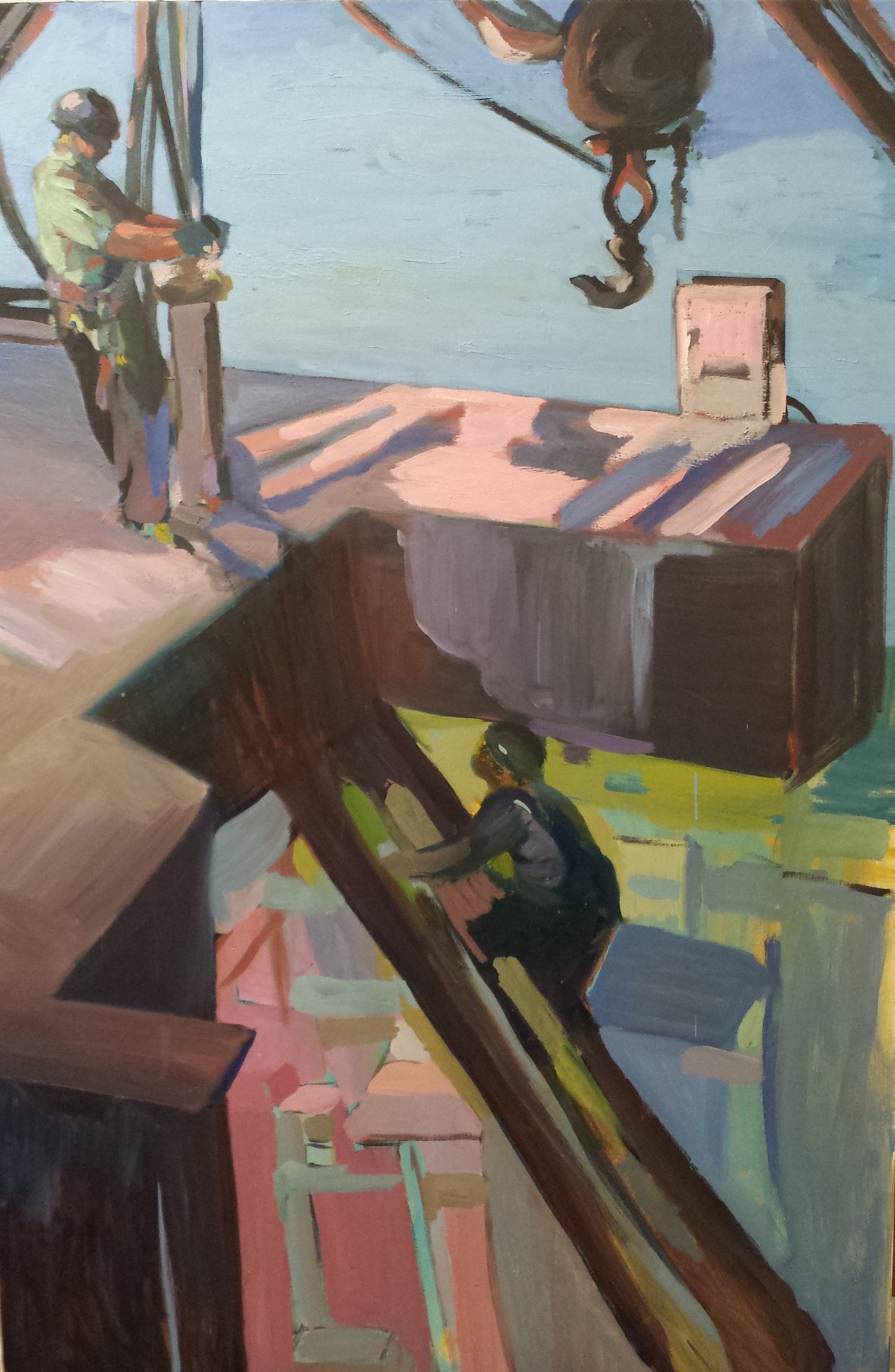 Ouvriers sur échelle - 145X96 cm