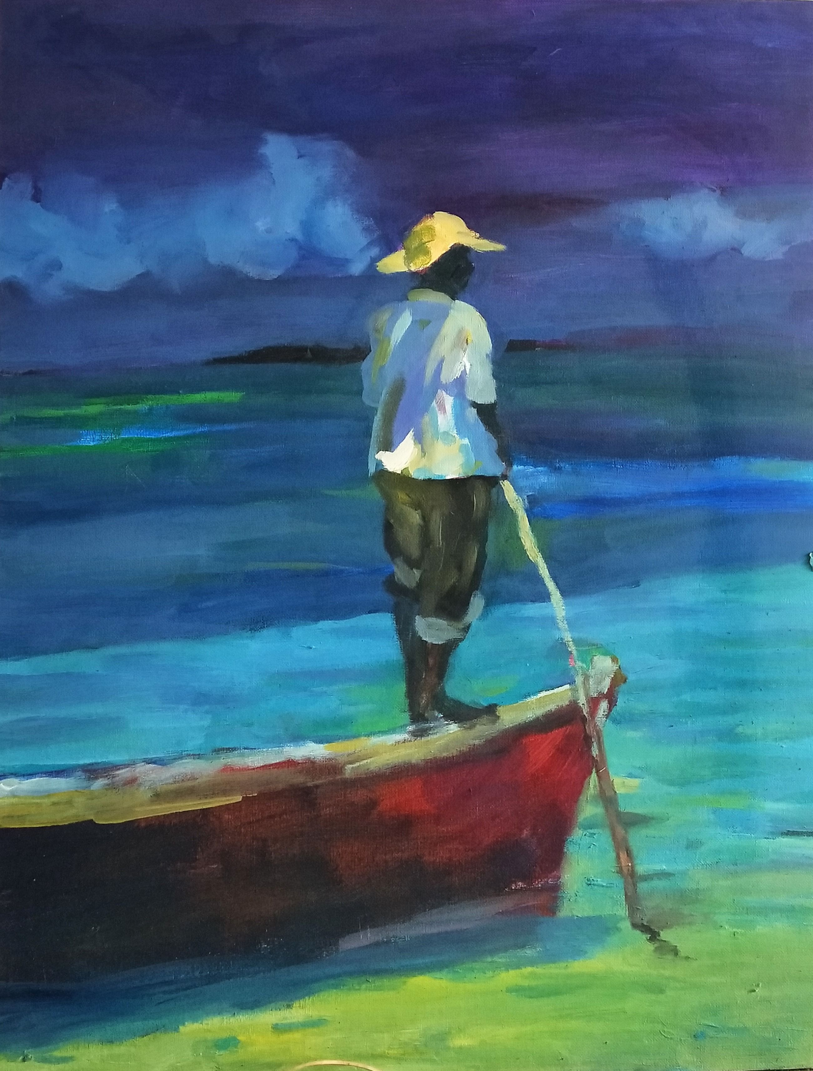 Pêcheur Afrique - 65X50 cm